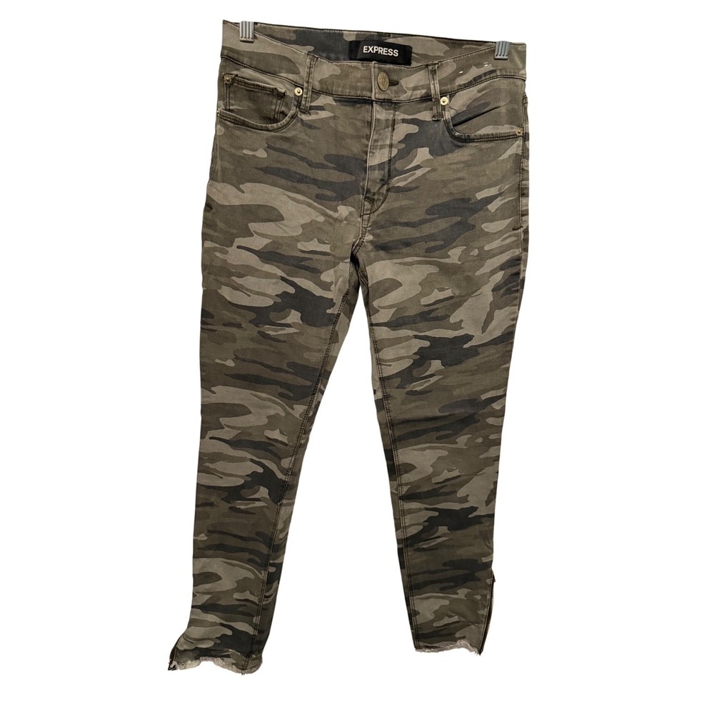 Express‎ Camo Ankle Legging Mid Rise Stretch Zipper Detail Women's Jeans 6R
